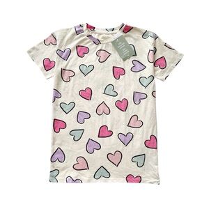 H&M girls long heart print tee